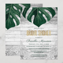 Swiss Cheese Leaf Wood Lace Gold Bridal Shower