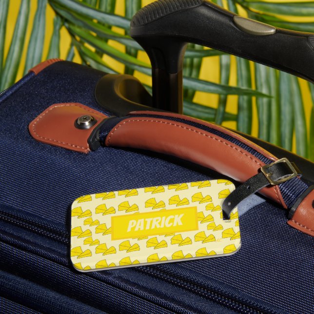 Swiss Cheese Pattern Yellow Luggage Tag (Front Insitu 3)