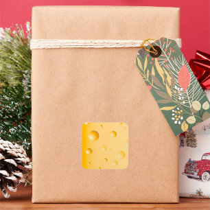 Swiss Cheese Slice Yellow Gruyere Square Sticker