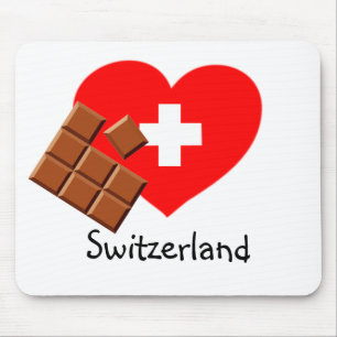 Swiss Chocolate and Heart-Shape Flag Mouse Mat