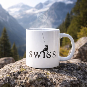Swiss Climbing Minimalist Rope Silhouette Large Coffee Mug