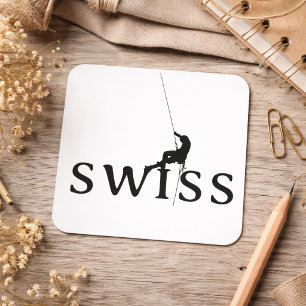 Swiss Climbing Minimalist Silhouette Design Square Sticker