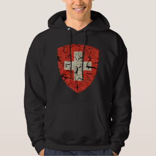 Swiss Coat of Arms, Distressed Hoodie