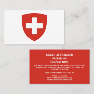 Swiss Coat of Arms, Flag of Switzerland Business Card