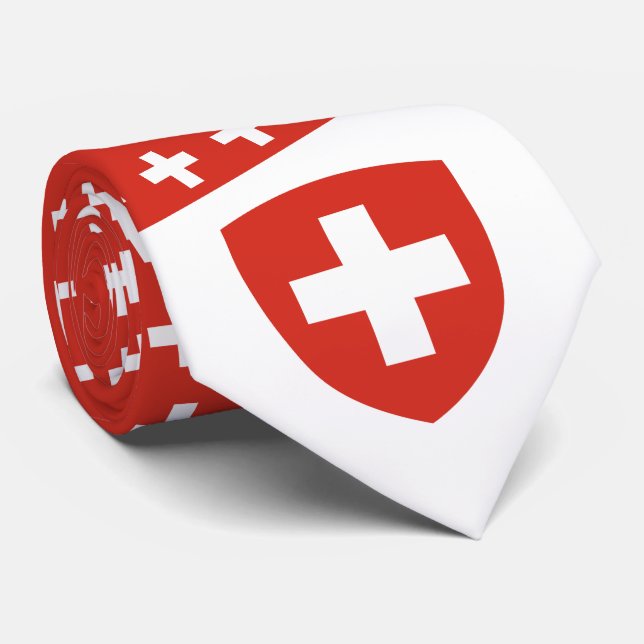 Swiss Coat of Arms, Flag of Switzerland Tie (Rolled)