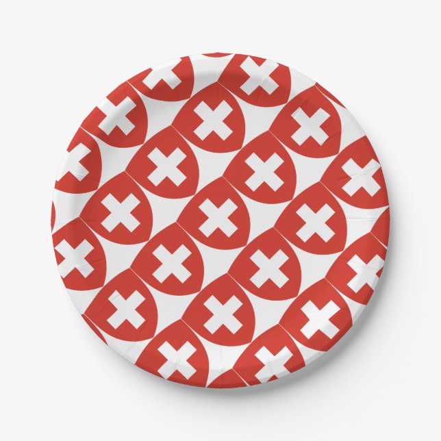 Swiss Coat of Arms Shield Paper Plate (Front)