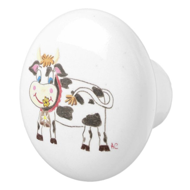 Swiss cow ceramic knob (Right)