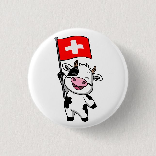 Swiss cow men basic T-shirt 3 Cm Round Badge (Front)