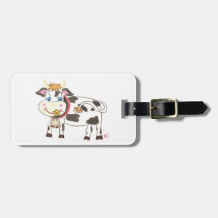 Swiss cow personalised luggage tag