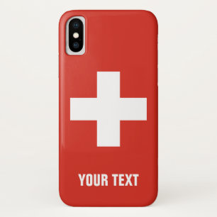 Swiss cross flag of Switzerland personalised iPhone X Case