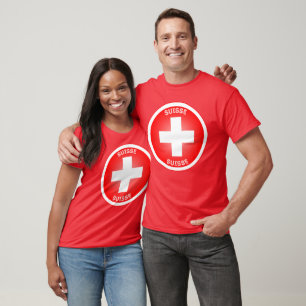 Swiss Cross Suisse Circle Shape T-Shirt