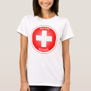 Swiss Cross Suisse Circle Shape T-Shirt
