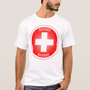 Swiss Cross Suisse Circle Shape T-Shirt