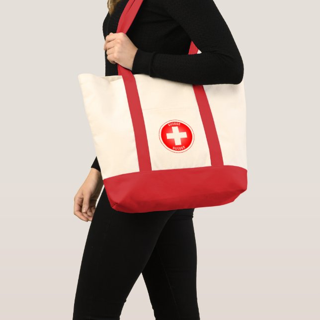 Swiss Cross Suisse Circle Shape Tote Bag (Front (Product))