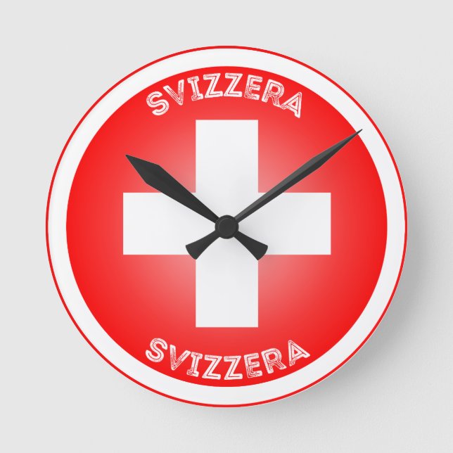 Swiss Cross Svizzera Circle Shape Round Clock (Front)