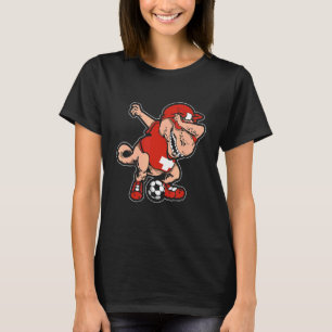 Swiss Dabbing Soccer TRex Dino  Dab Soccer Switzer T-Shirt