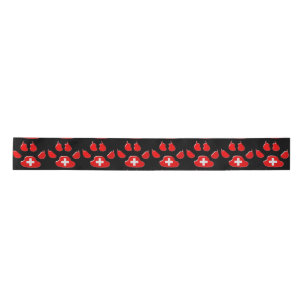 swiss dog paw print satin ribbon