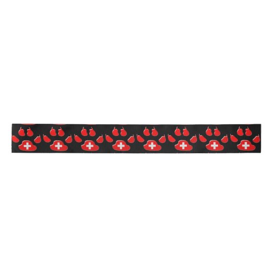 swiss dog paw print satin ribbon