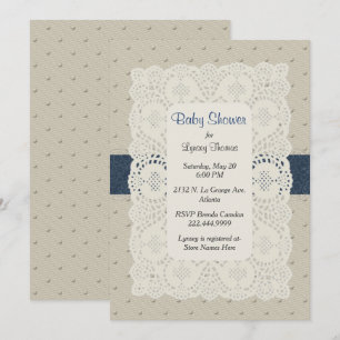 Swiss Dot and Doily Baby Shower Invitation
