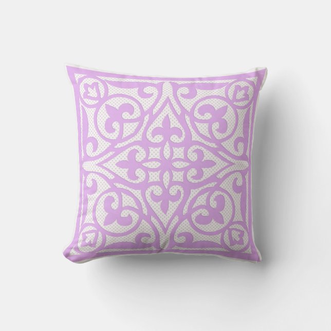 Swiss dot cutwork over linen - lavender cushion (Front)