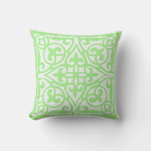 Swiss dot cutwork over linen - pale green cushion