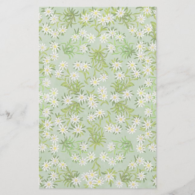 Swiss Edelweiss Alpine Flowers Stationery (Front)