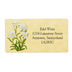 Swiss Edelweiss Flowers Customisable Label