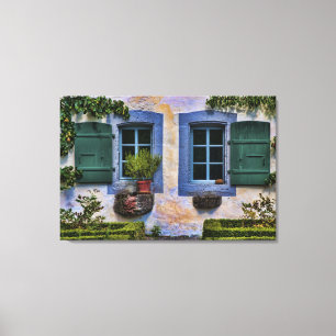 Swiss Farmhouse Windows - European Countryside Canvas Print