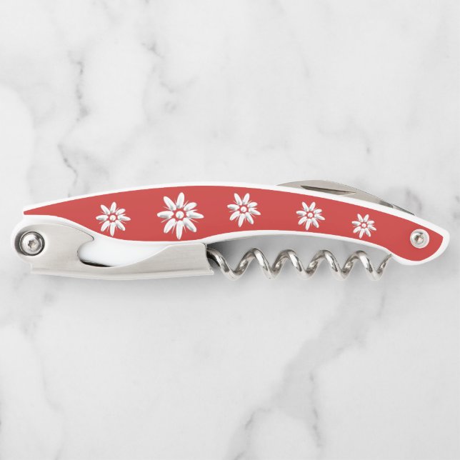 Swiss flag and edelweiss corkscrew (Front)