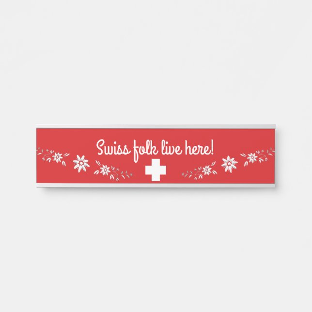 Swiss flag and edelweiss door sign (Front)
