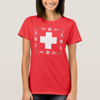 Swiss flag and edelweiss T-Shirt