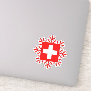 Swiss Flag and Snowflake Elegant Ski Holiday