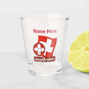 Swiss Flag and Soccer Ball Red Personalisation Shot Glass