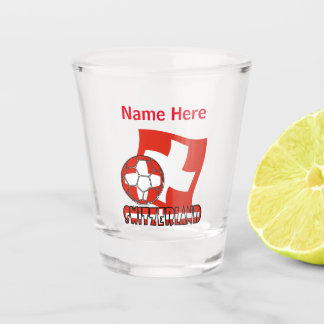 Swiss Flag and Soccer Ball Red Personalisation  Shot Glass
