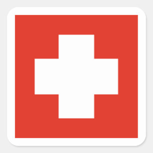 Swiss Flag and Switzerland Square Sticker