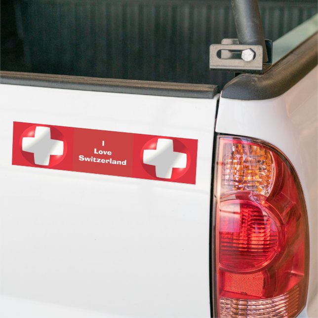 Swiss Flag Bumper Sticker (On Truck)