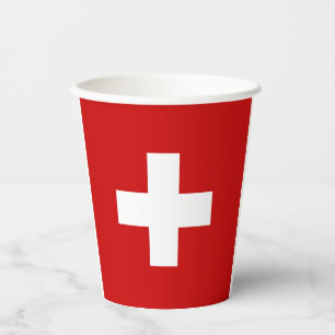 Swiss flag-coat arms paper cups