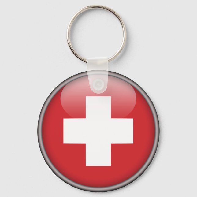 Swiss Flag - Flag of Switzerland Key Ring (Front)