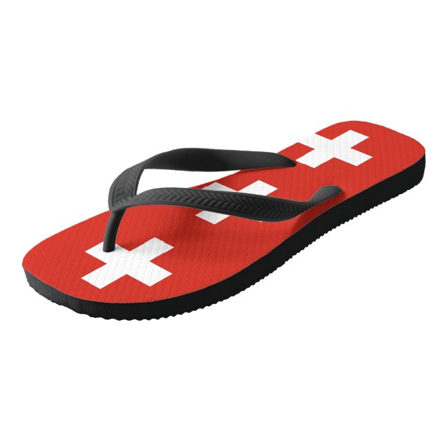 Swiss flag flip flops (Angled)