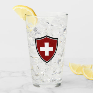 Swiss flag glass