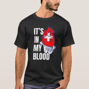 Swiss Flag Heart Blood Veins Hand Switzerland T-Shirt