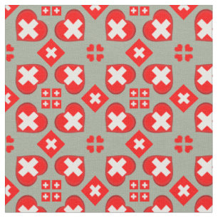 Swiss Flag & Heart, Switzerland Fabric fashion