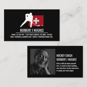 Swiss Flag, Hockey Player, Hockey Coach Photo Business Card