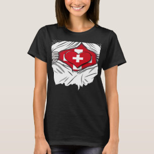 Swiss flag home of Switzerland   T-Shirt