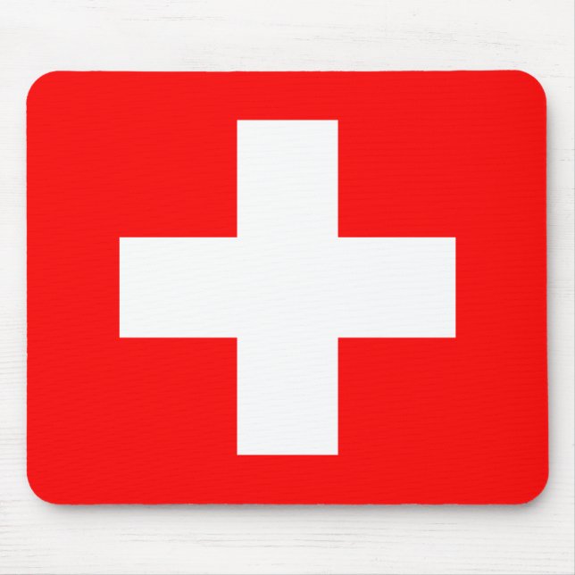 Swiss Flag I Love Switzerland Red and White Mouse Mat (Front)