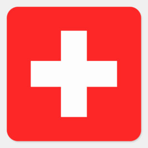 Swiss Flag I Love Switzerland Red and White Square Sticker