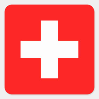 Swiss Flag I Love Switzerland Red and White Square Sticker