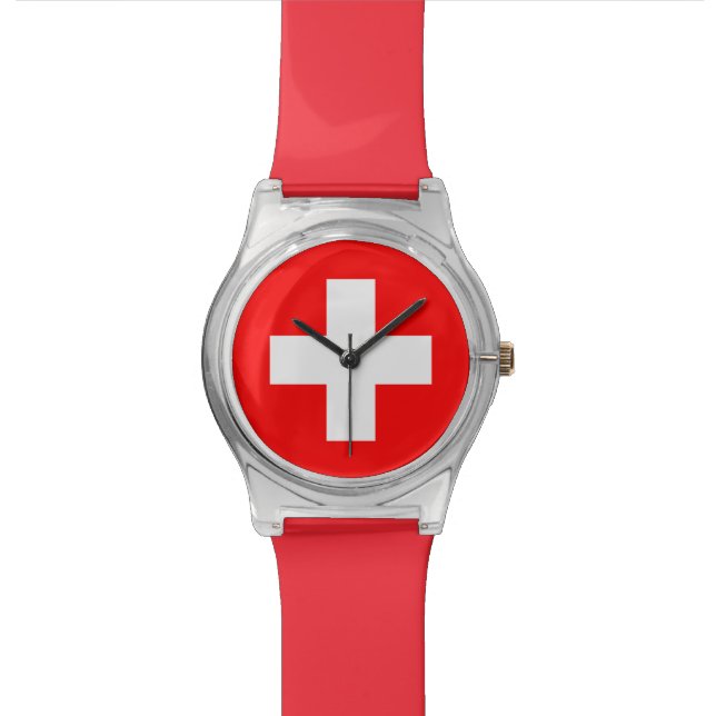 Swiss Flag - I Love Switzerland Watch (Close Up)
