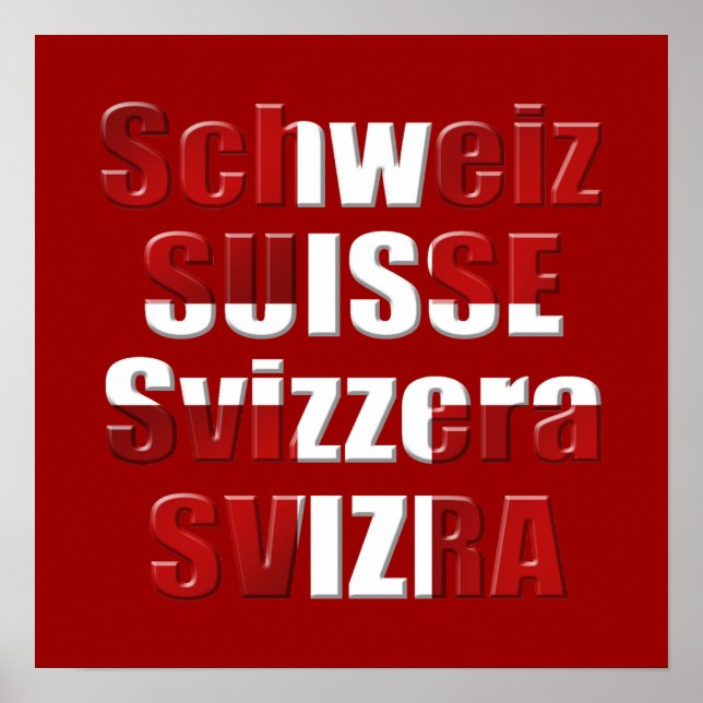 Swiss Flag of Switzerland Official languages Gift Poster (Front)