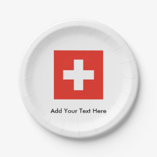 Swiss Flag Paper Plate